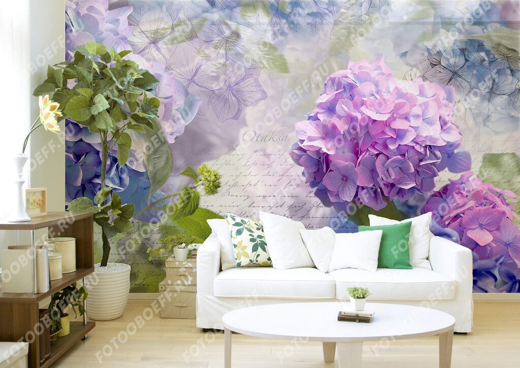 Wallpapers with large flowers in the interior