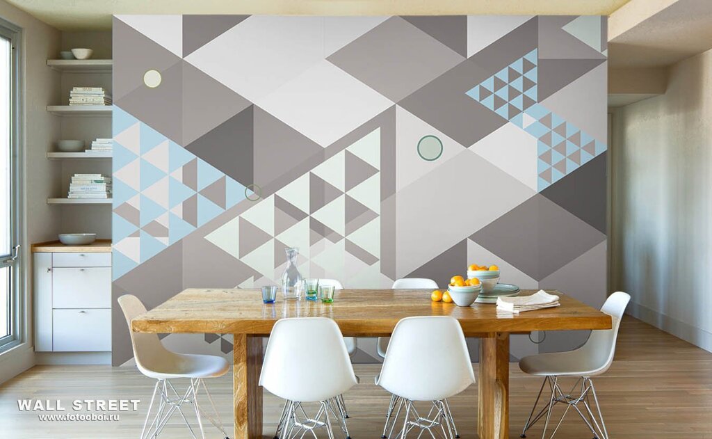 Wallpaper with a geometric pattern for the kitchen