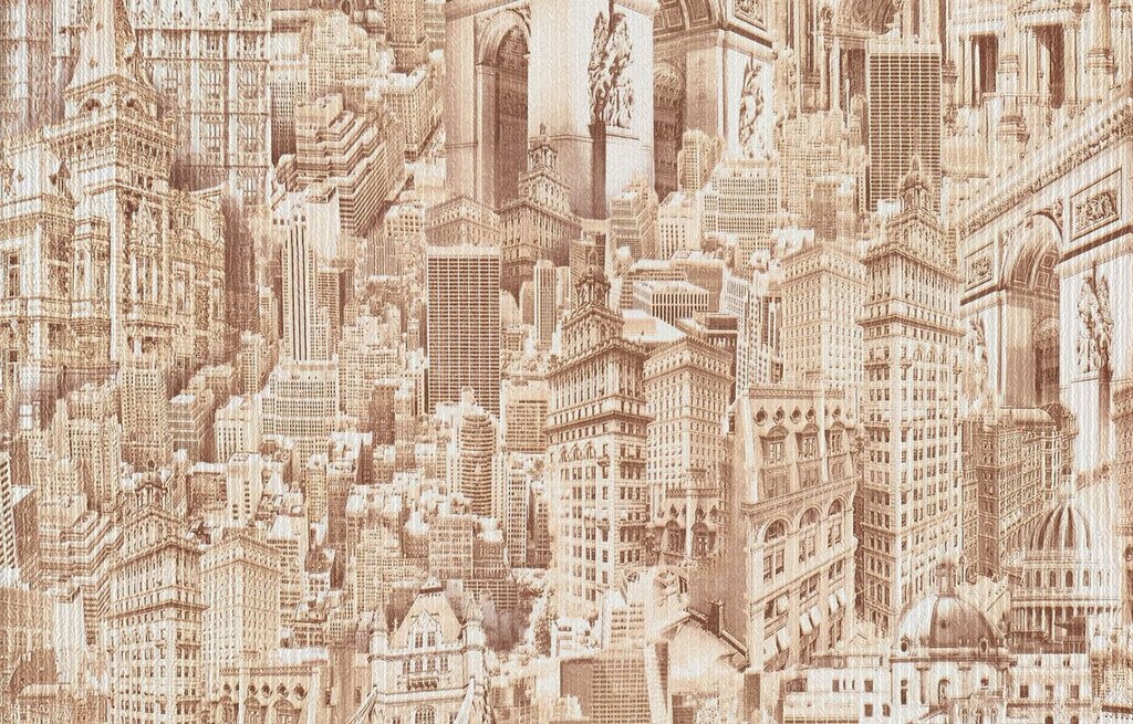 Wallpaper with a cityscape