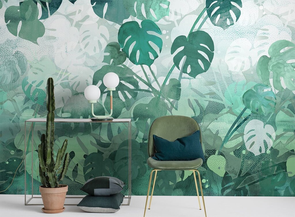 Monstera wallpaper in the interior