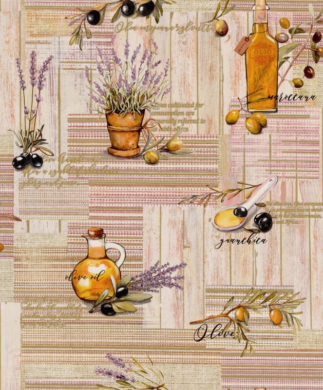 Wallpaper with olives for the kitchen