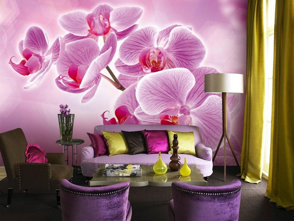 Wallpaper with orchids for the kitchen 41 фото