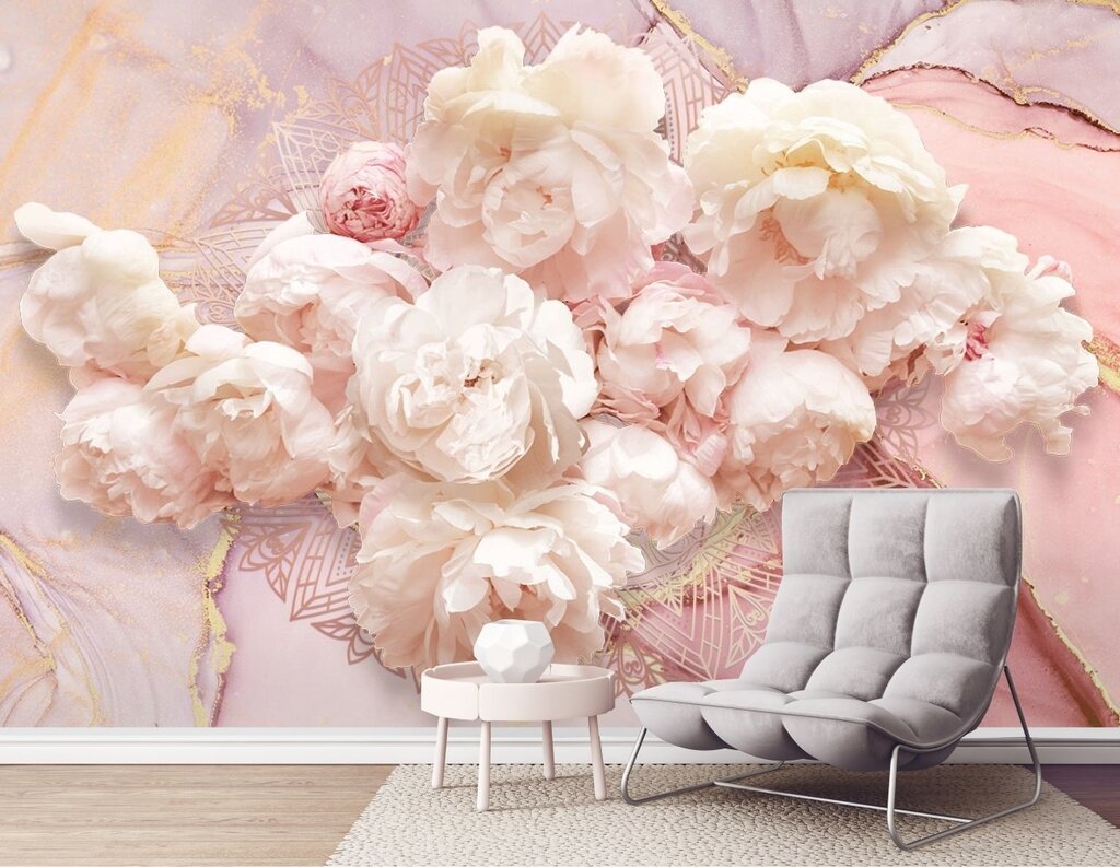 Peony wallpaper for the bedroom