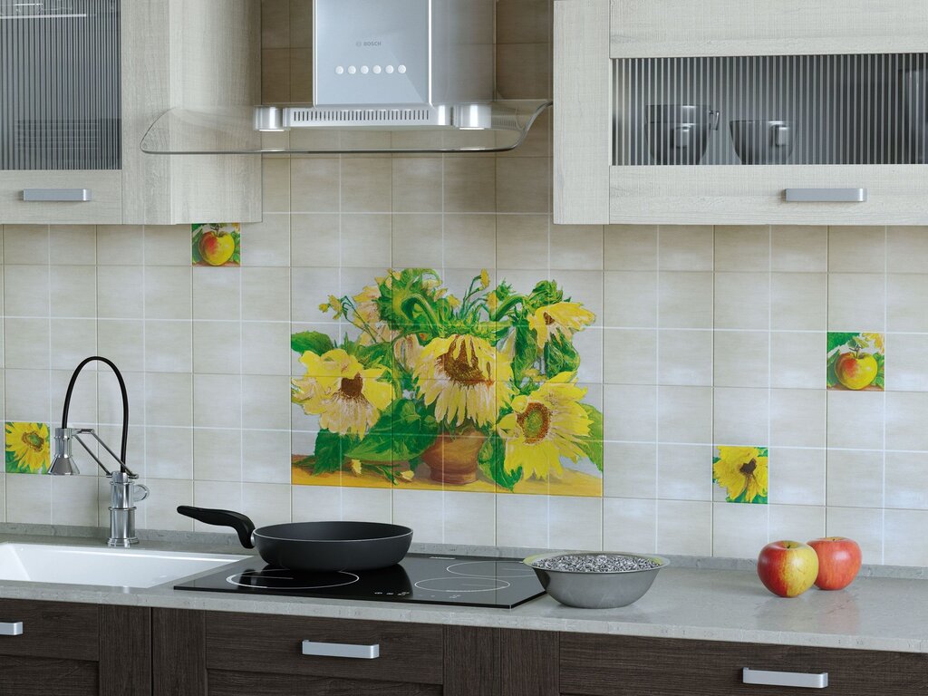 Wallpaper with sunflowers for the kitchen