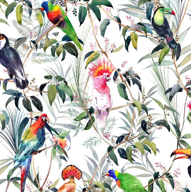 Wallpaper with parrots