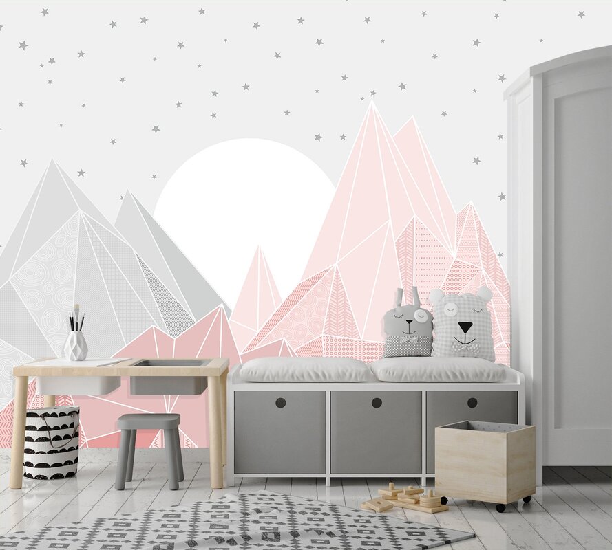 Scandinavian mountains wallpaper for children's room