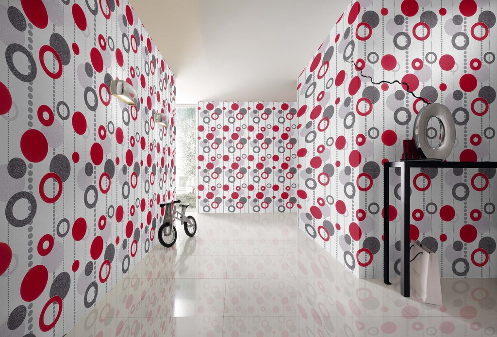 Polka dot wallpaper on the wall