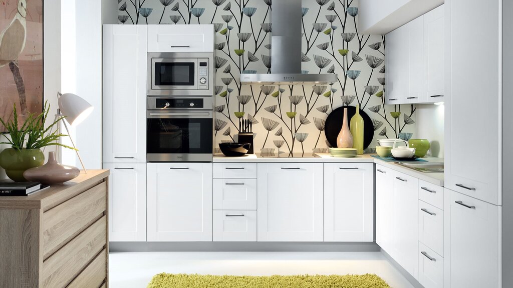 Wallpaper for the kitchen to match a white set