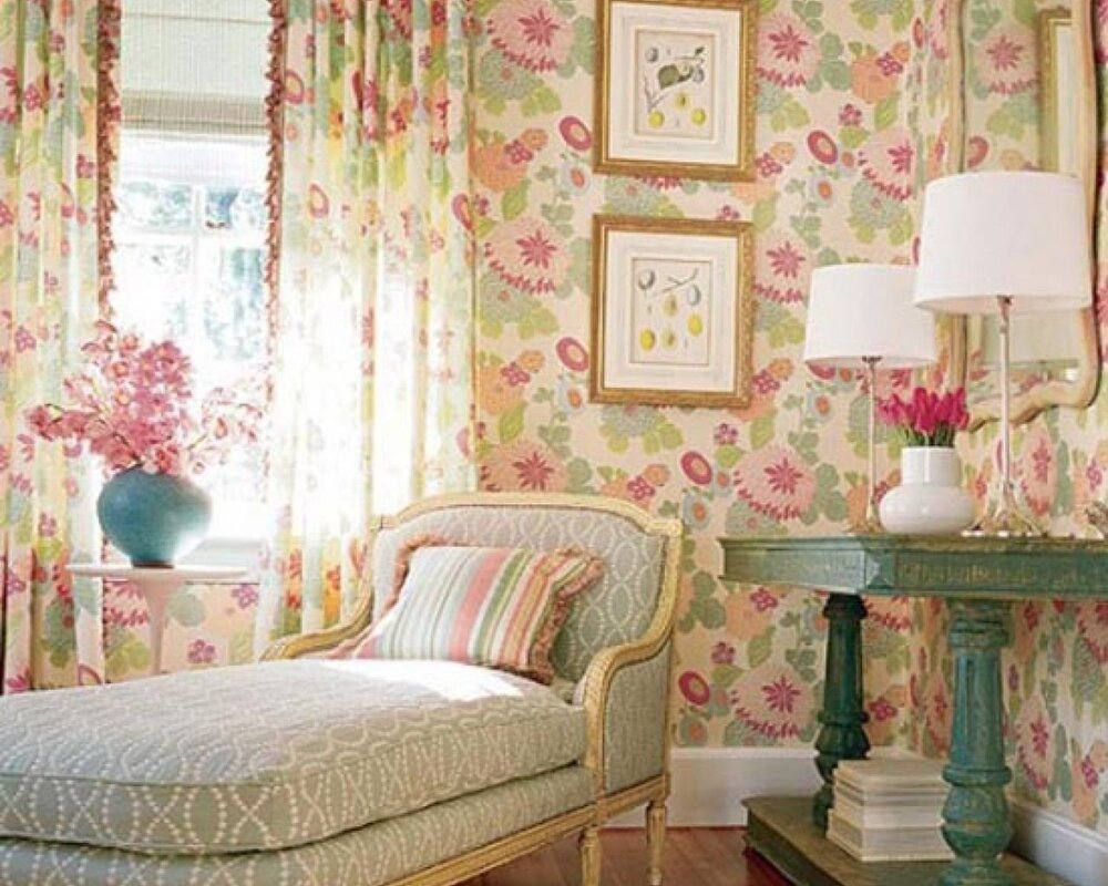 Wallpaper with a small floral pattern