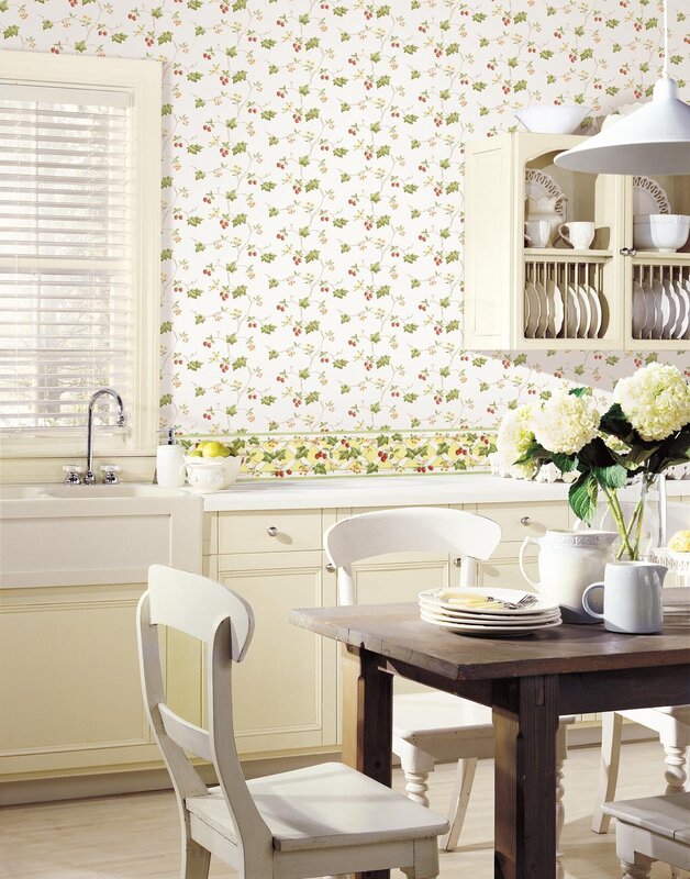 Wallpaper with a small floral pattern for the kitchen 42 фото