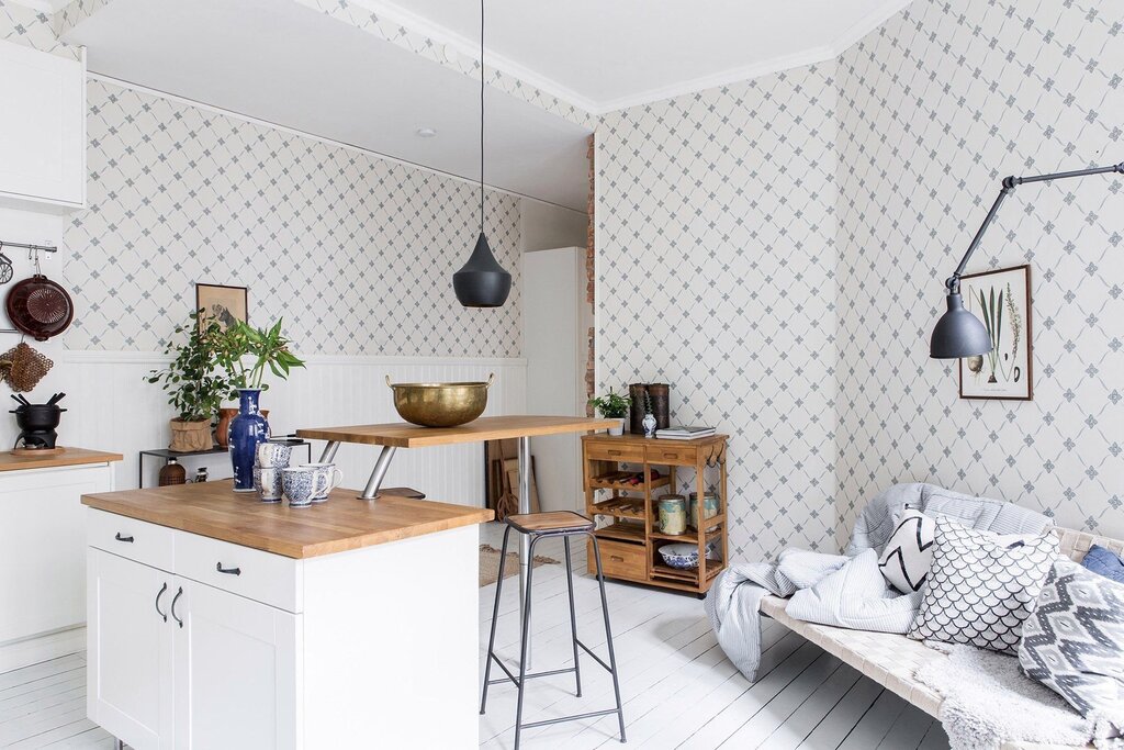 Scandinavian style wallpaper for the kitchen