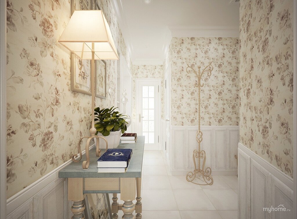 Provence-style wallpaper for the hallway