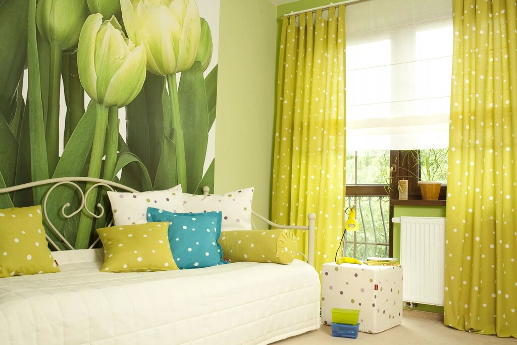 Yellow-green wallpaper for walls