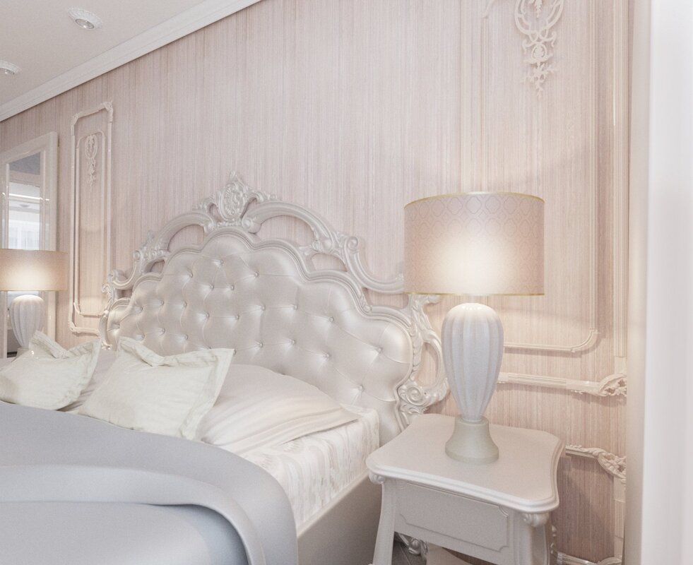 Pearl-colored wallpaper in the interior