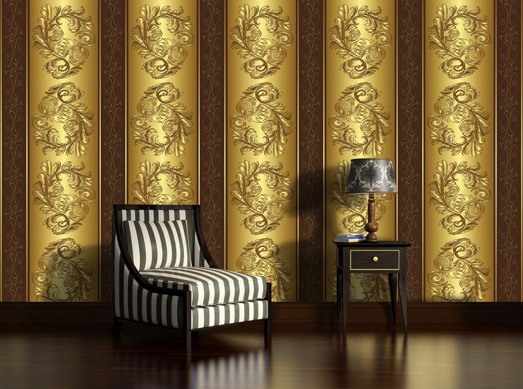 Golden wallpaper for walls