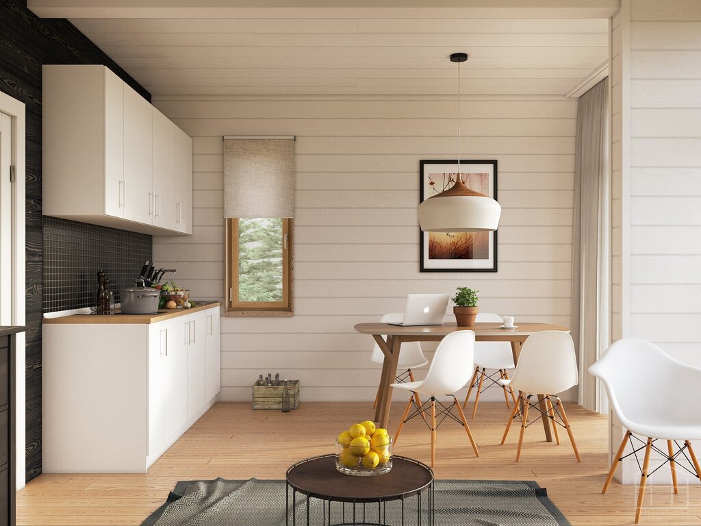 Kitchen paneling with clapboard