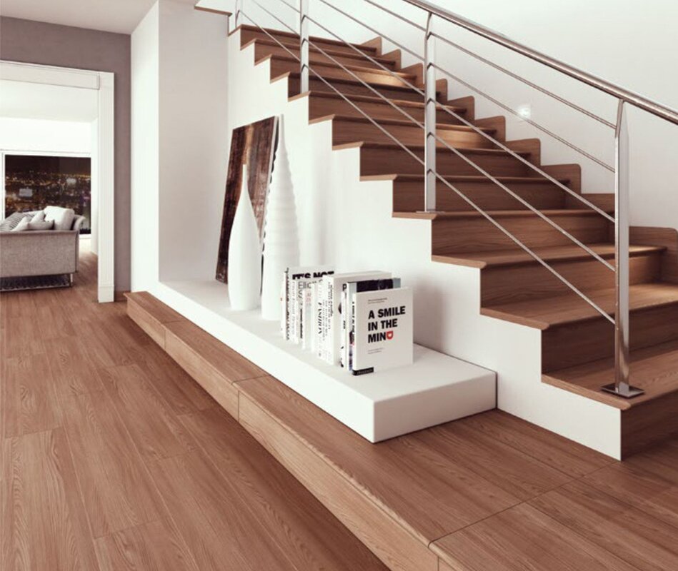 Staircase cladding with laminate 38 фото