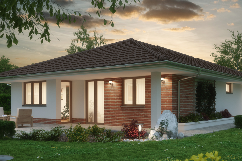 A one-story house with a room under the roof