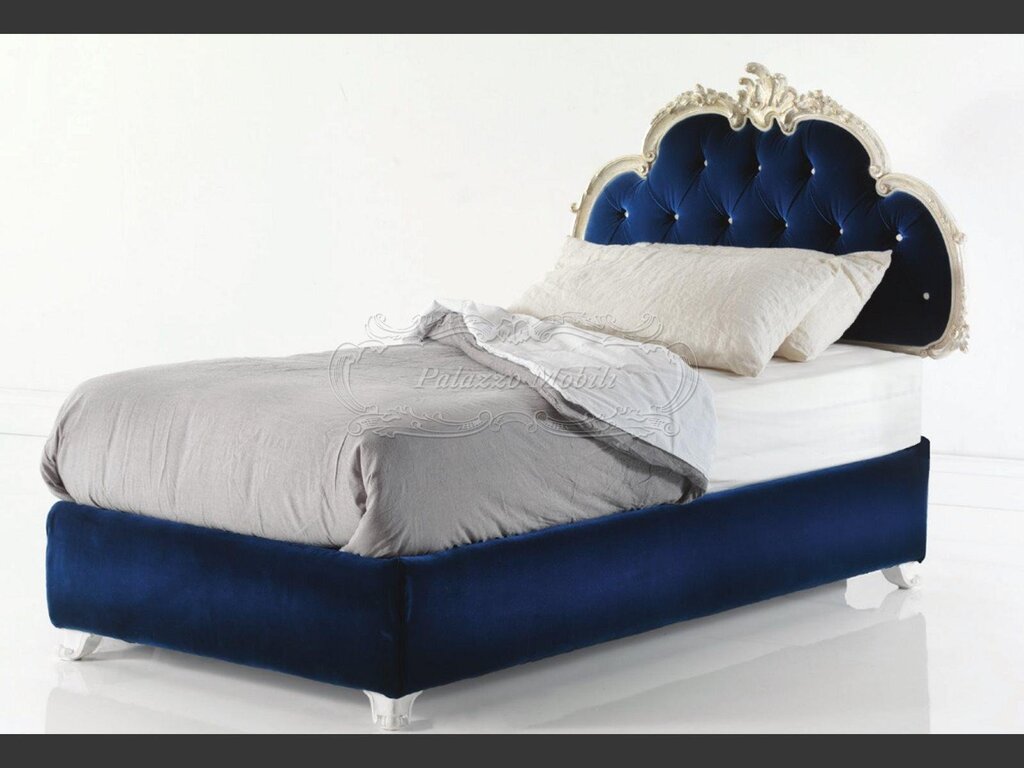 Single bed with soft headboard