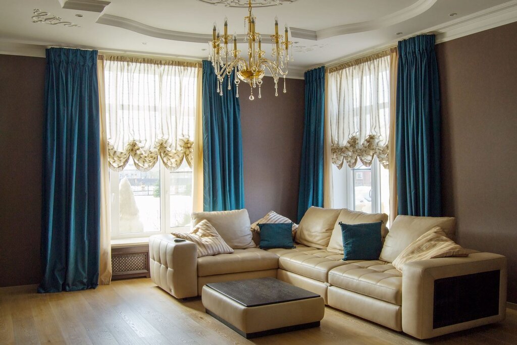 Solid color curtains for the living room