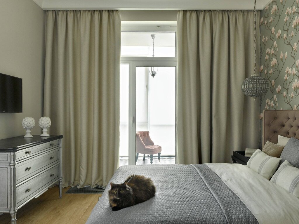 Solid color curtains for the bedroom 27 фото