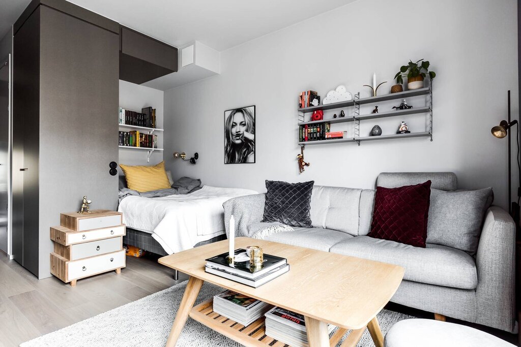 A one-room apartment in Scandinavian style