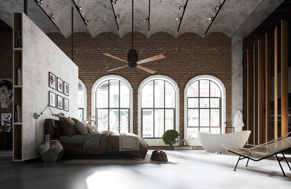 Windows in a loft interior