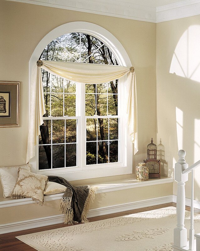 An arched window in the interior