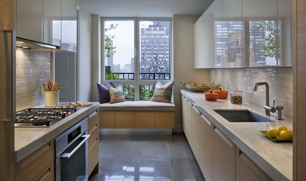 Floor-to-ceiling window in the kitchen