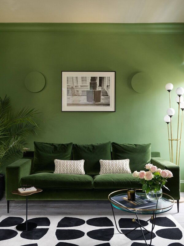 Olive color in the living room interior