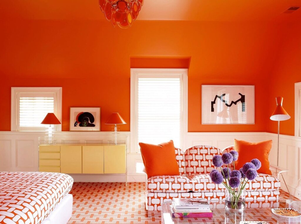 Orange furniture in the interior