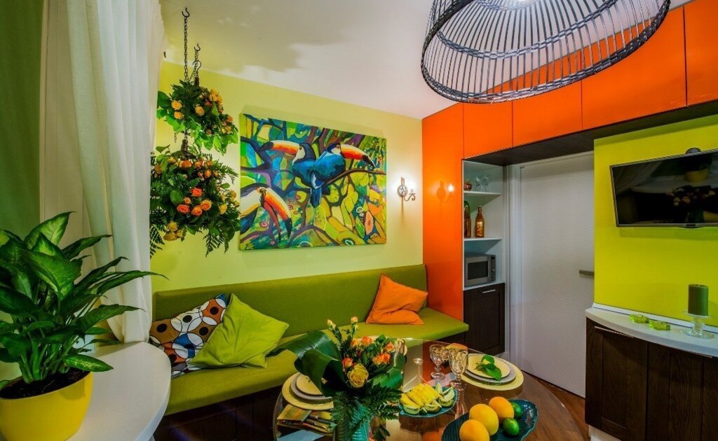 Orange and green in the interior