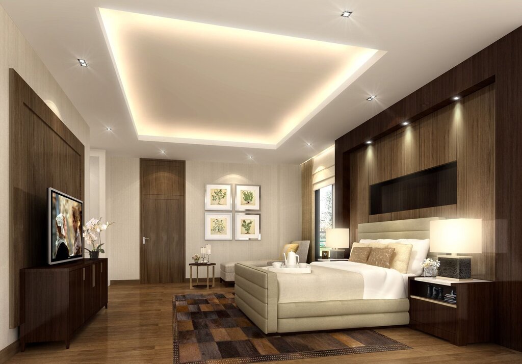 Lighting in a room with a stretch ceiling