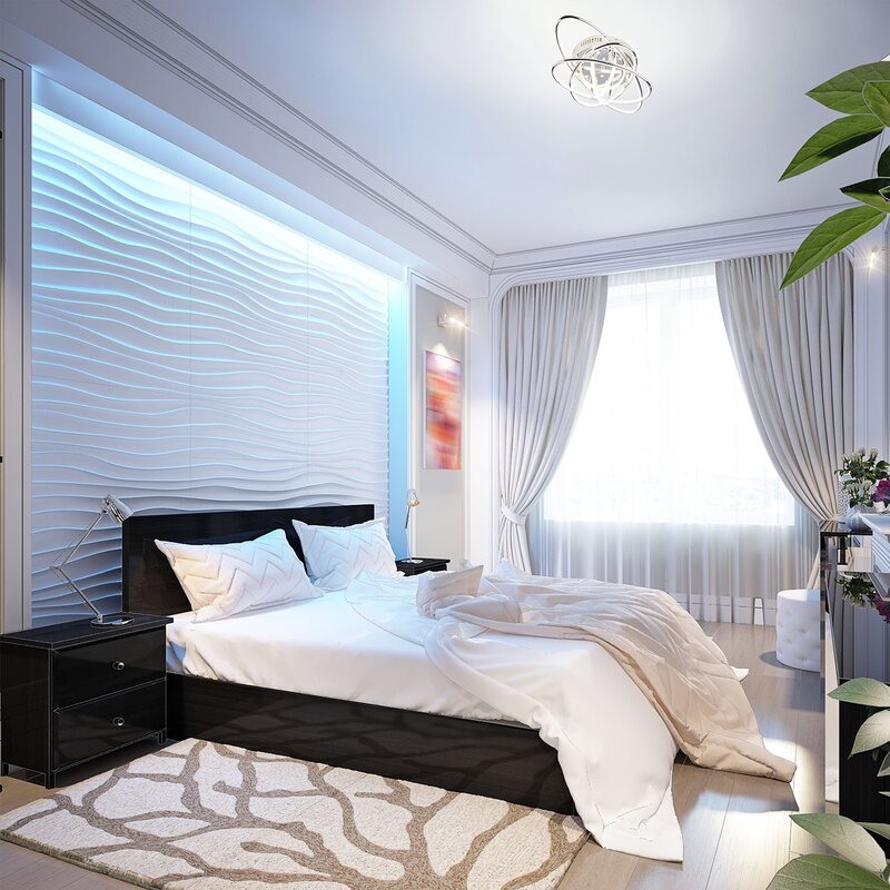 Lighting in a bedroom with stretch ceilings 38 фото