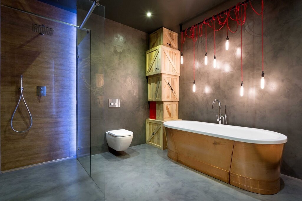 Lighting in a loft bathroom