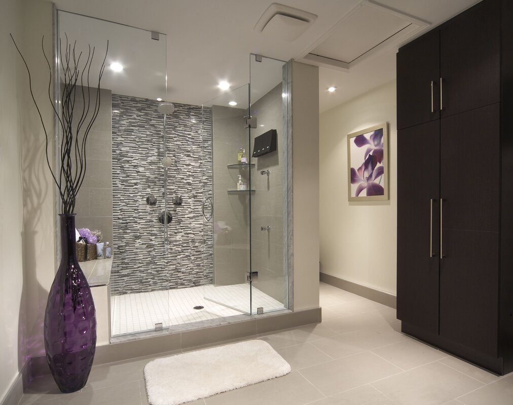 Lighting in the bathroom with a shower cabin