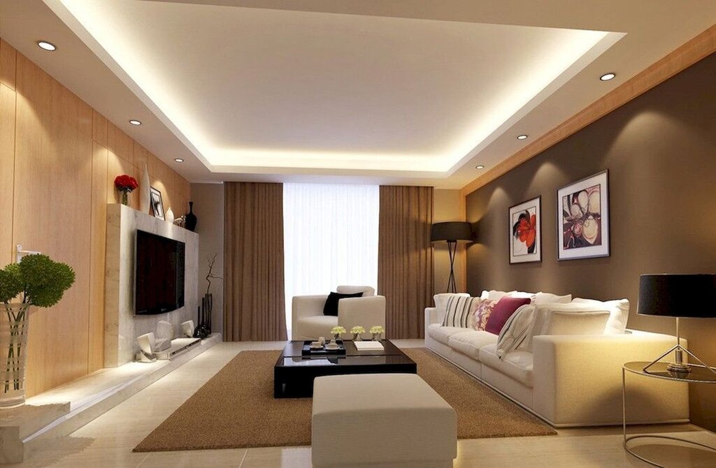 Lighting in a room with a stretch ceiling