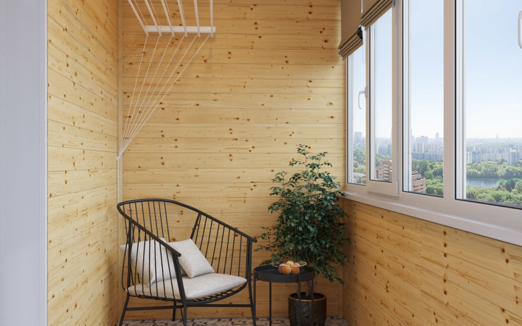 Finishing the balcony in a wooden house