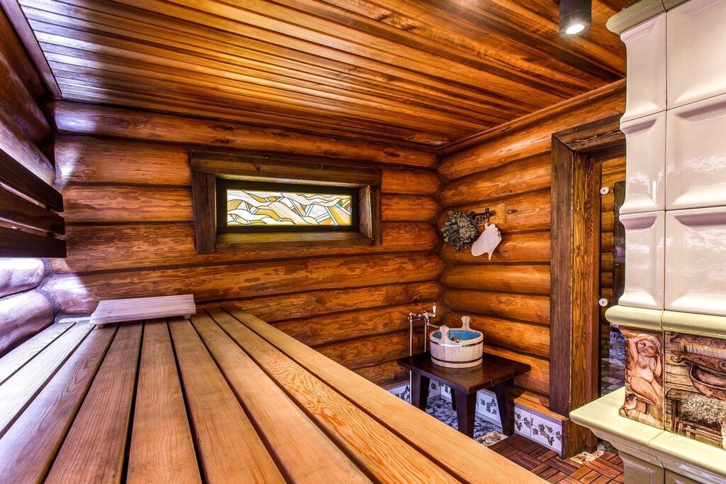 Interior finishing of a log bathhouse