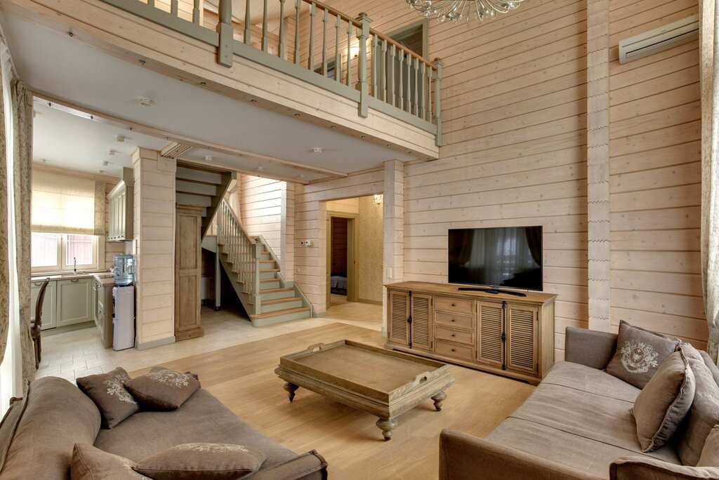 Interior finishing of a house made of glued laminated timber