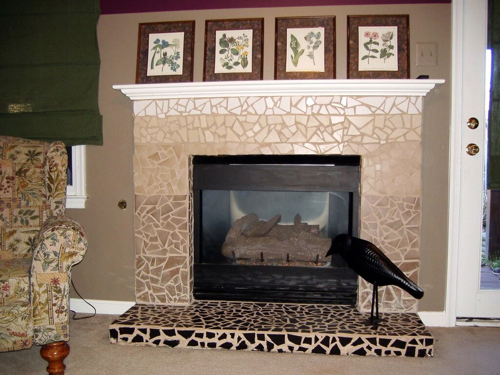 Tiling the fireplace