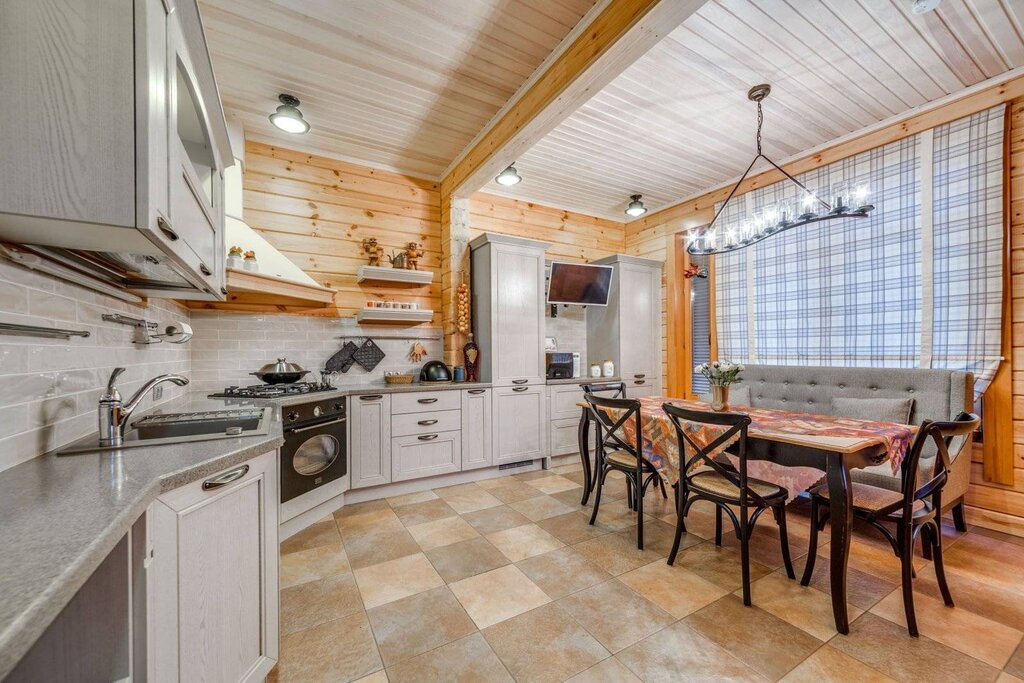 Finishing a kitchen with clapboard in a private house 42 фото