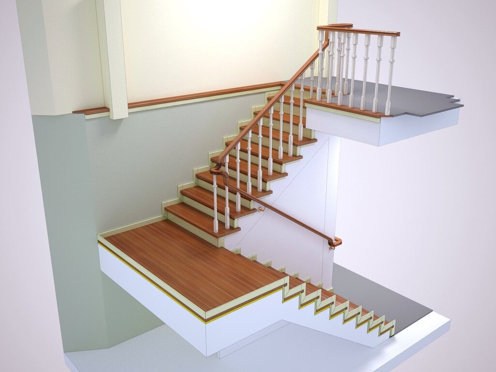 Finishing a monolithic staircase with wood 42 фото