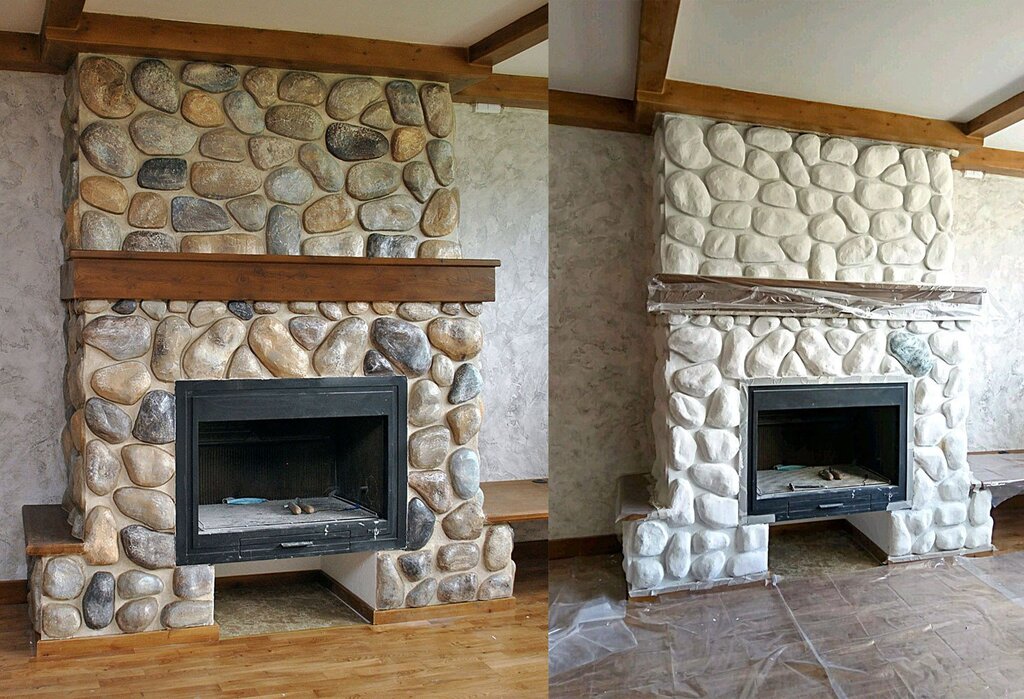 Finishing the stove with gypsum stone