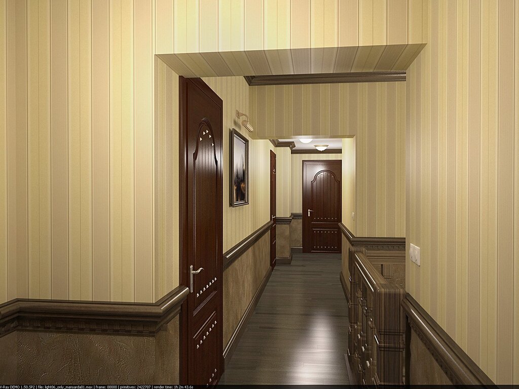 Wall finishing with MDF panels in the hallway