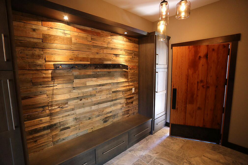 Wall paneling with wood finish