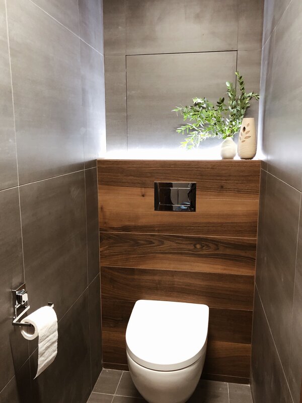 Finishing the toilet with wood