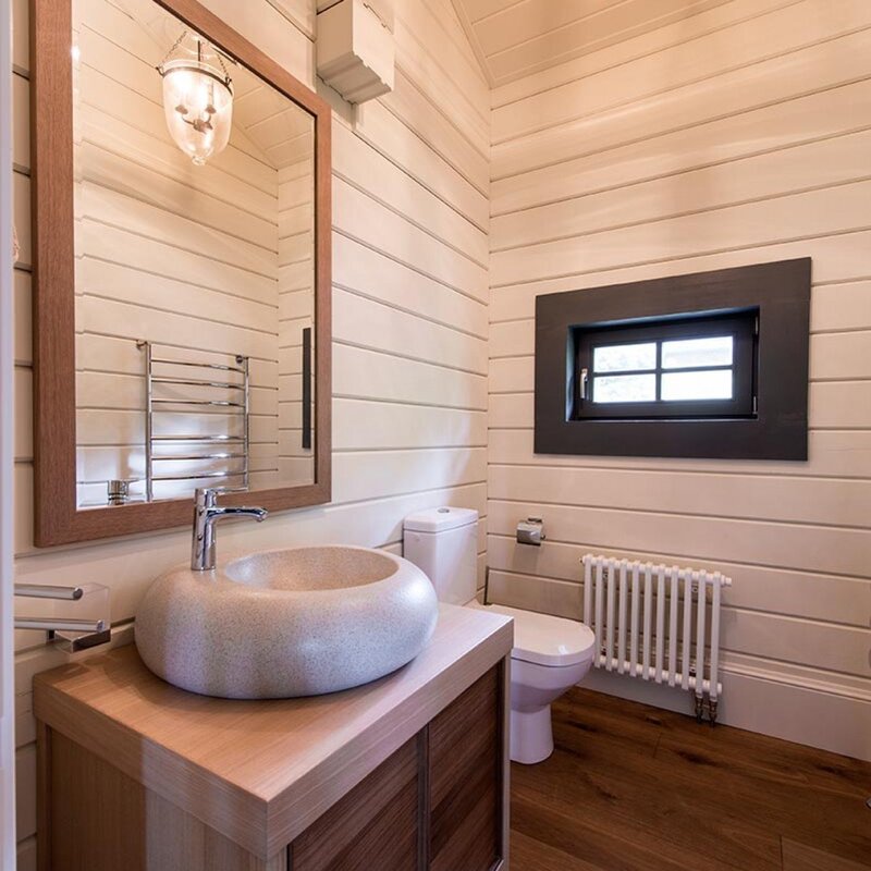 Bathroom finish with imitation timber