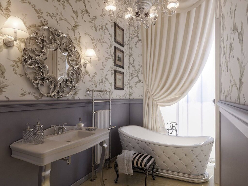 Bathroom decoration with wallpaper