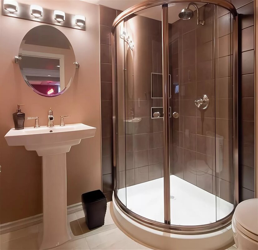 Bathroom finishing with a shower cabin